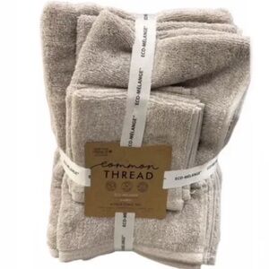 Common Thread Eco-Melange 6 piece Mink Brown Bath Towel Set NEW